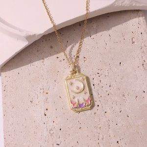 TAROT WOLF AND MOON PENDANT NECKLACE